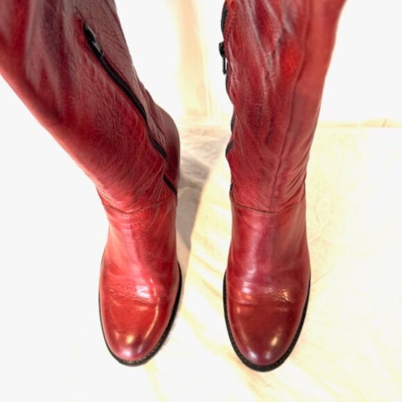 Red and Black Leather Boots - Picture 4 of 6
